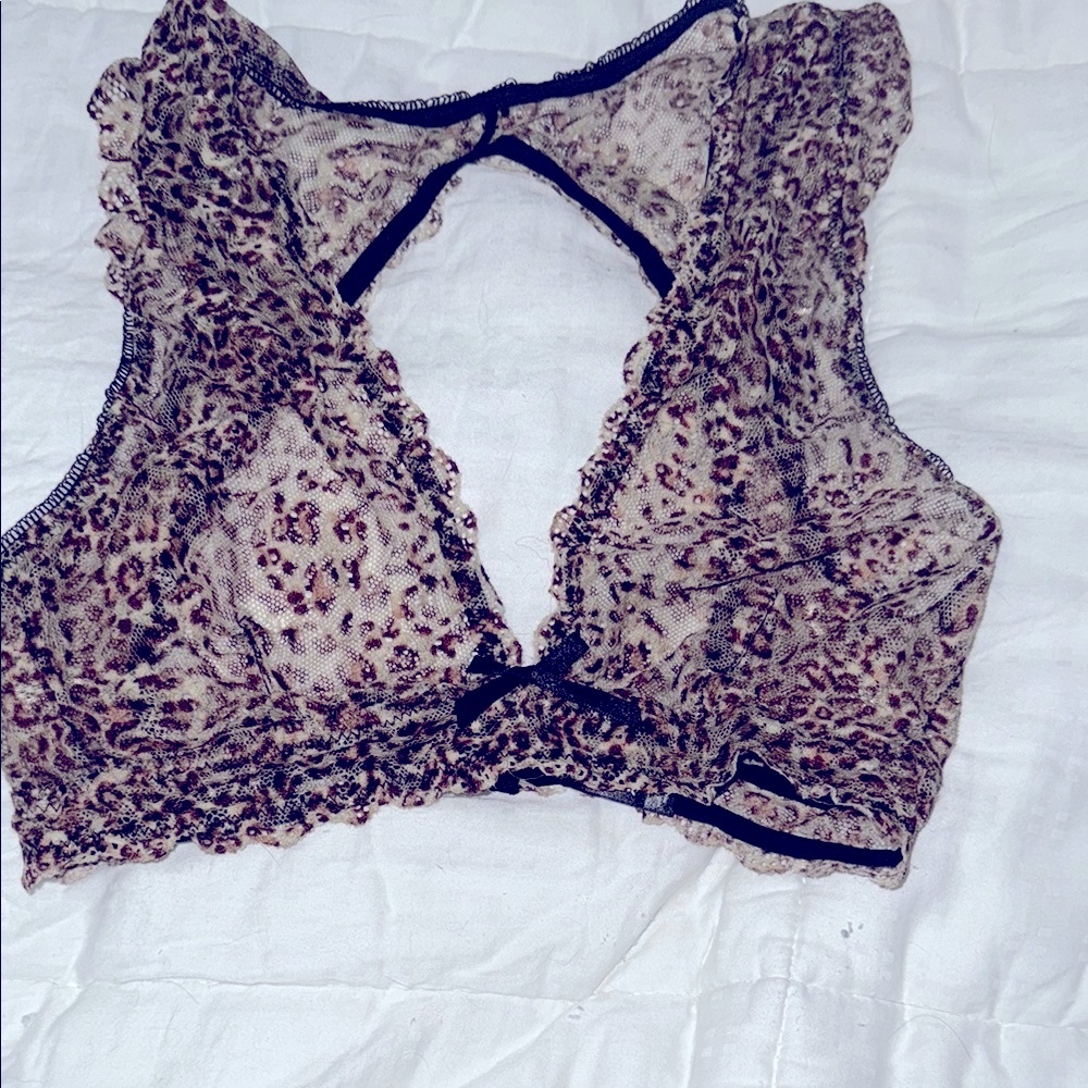 SAM EDLMAN ANTHROPOLOGIE sheer Leopard Print Lace Bralette